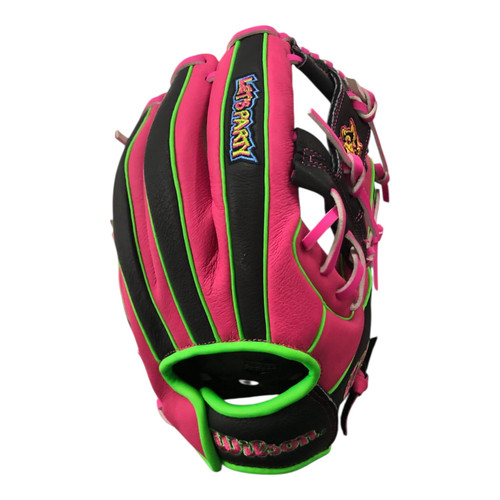 Vist Large View of Product Image Which is Used Wilson AO4RB25116 PARTY ANIMAL BB/SB Glove RH Throw Pink 11 1/2"