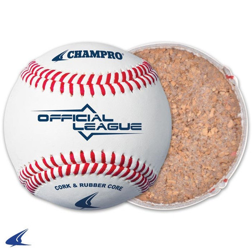 Vist Large View of Product Image Which is CHAMPRO OFFICIAL LEAGUE-CORK/RUBBER CORE-GENUINE LEATHER COVER CBB40