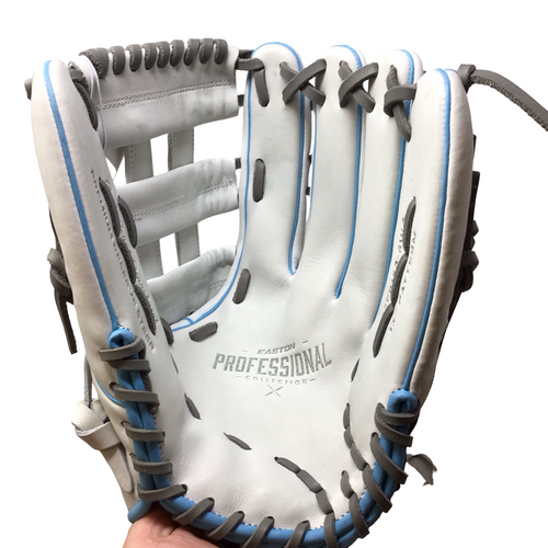 Vist Large View of Product Image Which is Used Easton PRO COLLECTION PCFP130-6WG RH Throw Fastpitch Gloves White 13"