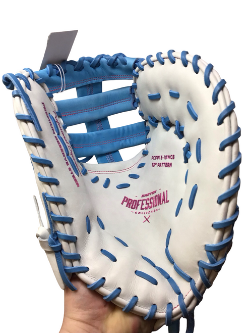 Vist Large View of Product Image Which is Used Easton PRO COLLECTION PCFP13-10WCB BB/SB First Base RH Throw White 13"