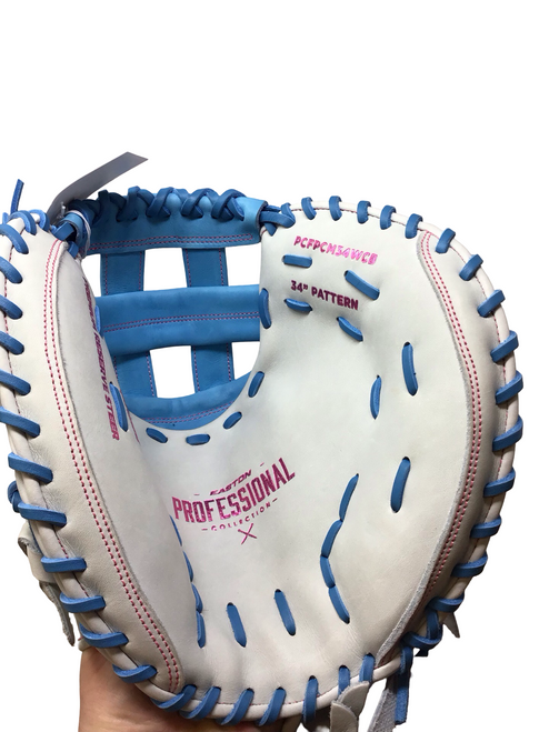 Vist Large View of Product Image Which is Used EastonFast Pitch PRO COLLECTION PCFPCM34WCB BB/SB Catchers RH Throw White 34" NEVER USED