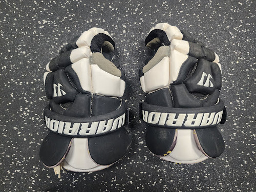 Vist Large View of Product Image Which is Used Warrior RIOT II Lacrosse Gloves Mens Black/White 12"