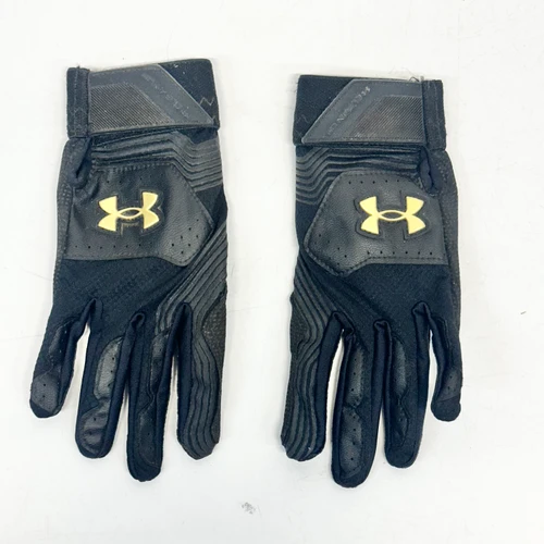 Vist Large View of Product Image Which is Used Under Armour CLEAN UP YOUTH BB/SB Batting Gloves Black SM