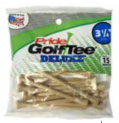 Vist Large View of Product Image Which is Pride Sports Wood Golf Tees Natural 15pk 3 1/4" #80200