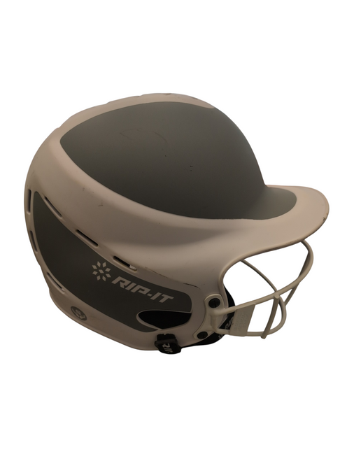 Vist Large View of Product Image Which is Used RIP-IT HELMET W/ MASK Batting Helmet w/Mask White MD