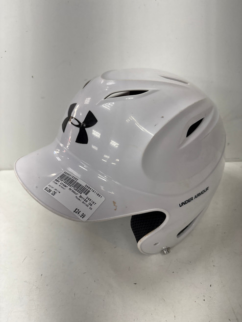 Vist Large View of Product Image Which is Used Under Armour BH100 OS Batting Helmet No Mask White One Size