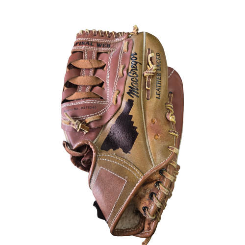Vist Large View of Product Image Which is Used MacGregor FULL GRAIN GLOVE 12IN BB/SB Glove RH Throw Brown 12"
