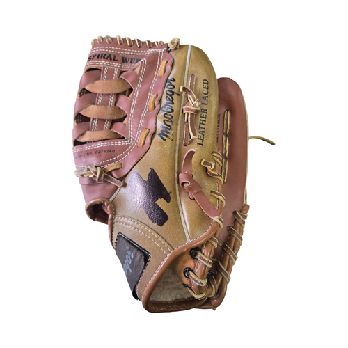 Vist Large View of Product Image Which is Used MacGregor FULL GRAIN GLOVE 12IN BB/SB Glove RH Throw Brown 12"