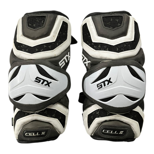 Vist Large View of Product Image Which is Used STX CELL II Lacrosse Arm Pads/Guards White MD