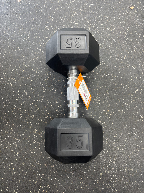 Vist Large View of Product Image Which is Brand New Rubber Hex Dumbbell (Each) 35 lb