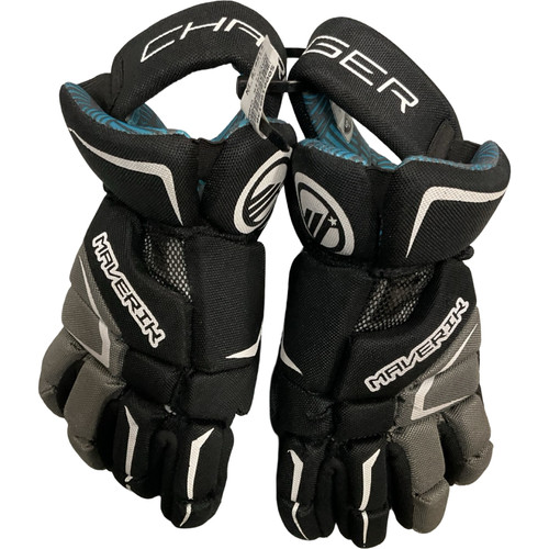 Vist Large View of Product Image Which is Used Maverik CHARGER Lacrosse Gloves Junior Black 9"