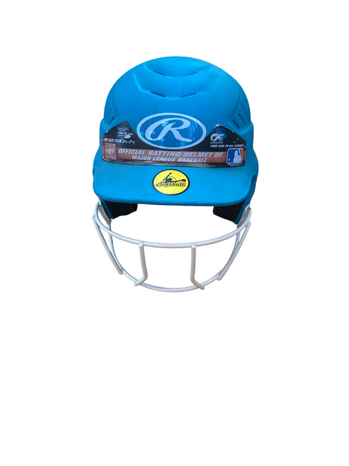 Vist Large View of Product Image Which is Used Rawlings HIGHLIGHT Batting Helmet w/Mask Carolina Blue One Size