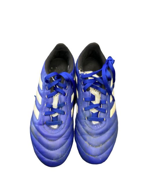 Vist Large View of Product Image Which is Used Adidas Soccer Cleats Royal Blue Junior 02.5