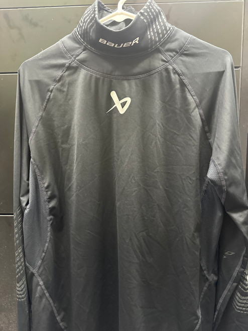Vist Large View of Product Image Which is Used Bauer LS NECKPROTECT SHIRT Hockey Tops Senior Black LG