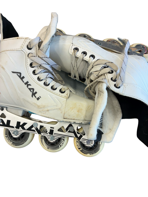 Vist Large View of Product Image Which is Used Alkali HOCKEY ROLLER BLADES Senior Rec Fitness Skates White Adjustable