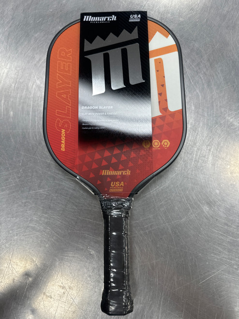 Vist Large View of Product Image Which is New MONARCH DRAGON SLAYER Pickleball Racquet Orange