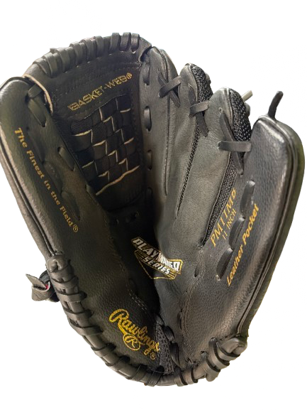 Vist Large View of Product Image Which is Used Rawlings PLAYEMAKER SERIES 11 IN RHT BB/SB Glove RH Throw Black 11"
