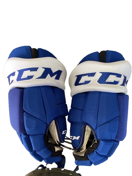 Vist Large View of Product Image Which is Used CCM PRO GLOVES Senior Gloves Carolina Blue 15"
