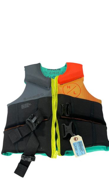 Vist Large View of Product Image Which is Used Hyperlite Youth PFD Turquoise And Orange Youth 50-90
