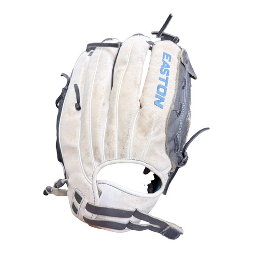 Vist Large View of Product Image Which is Used Easton BLACK MAGIC RH Throw Fastpitch Gloves White 12 1/2"