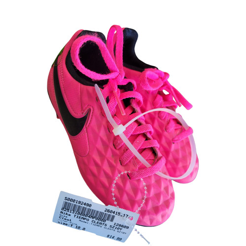 Vist Large View of Product Image Which is Used Nike TIEMPO CLEATS SZ10Y Soccer Cleats Pink Youth 10.0