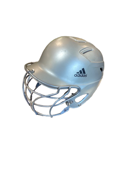 Vist Large View of Product Image Which is Used Adidas HELMET AND MASK Batting Helmet w/Mask Grey S/M