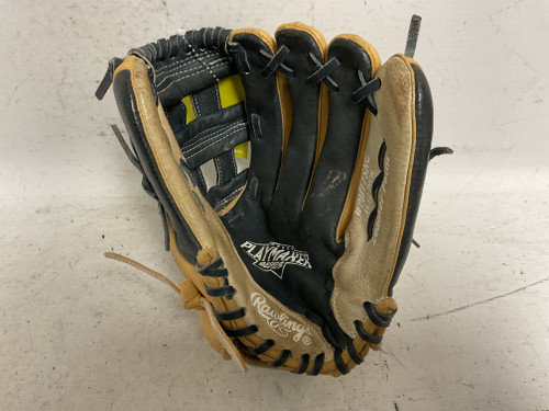 Vist Large View of Product Image Which is Used Rawlings Playmaker Series WPM115NC Baseball Glove RH Throw Black And Natural 11 1/2"