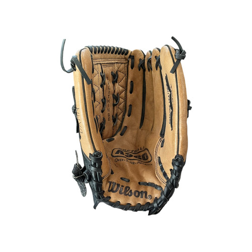 Vist Large View of Product Image Which is Used Wilson A360 BB/SB Glove RH Throw Brown 14"
