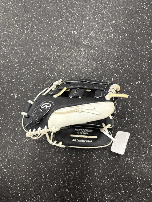 Vist Large View of Product Image Which is Used Rawlings HFP125HBW BB/SB Glove RH Throw Black 12 1/2"