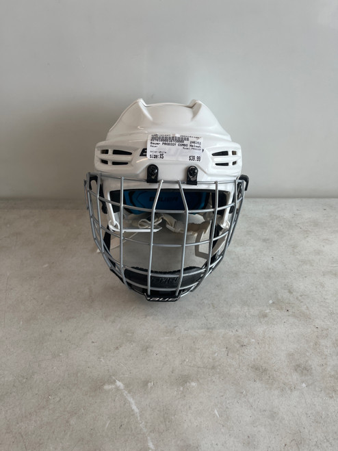 Vist Large View of Product Image Which is Used Bauer PRODIGY Helmet Cage Combo White XS