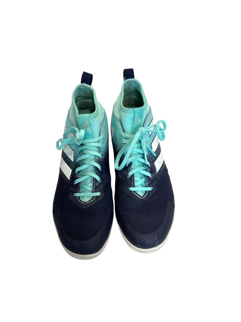 Vist Large View of Product Image Which is Used Adidas Soccer Indoor Shoes Teal Sr 7.5