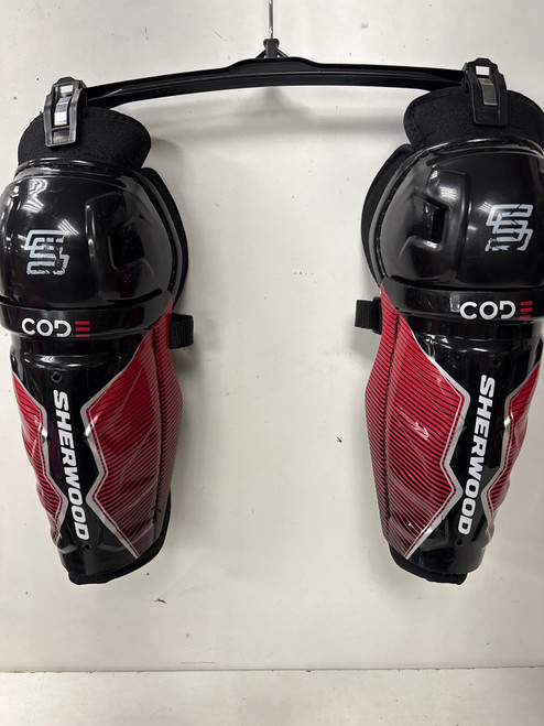 Vist Large View of Product Image Which is Used Sher-wood CODE Youth Shin Guards Black 9"