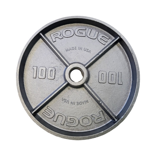 Vist Large View of Product Image Which is Used Rogue CAST IRON 100LBS OLYMPIC PLATE Olympic Plate (Each) 100 lb