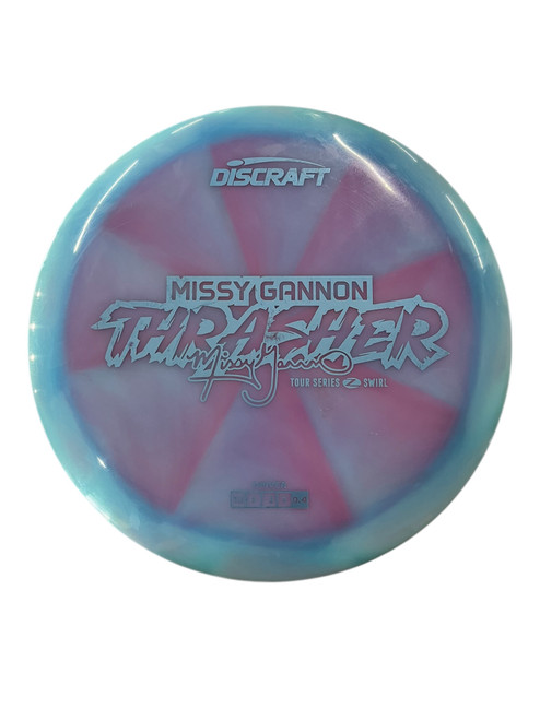 Vist Large View of Product Image Which is Used Discraft MISSY GANNON THRASHER TOUR SERIES SWIRL Disc Golf Driver Carolina Blue 175g