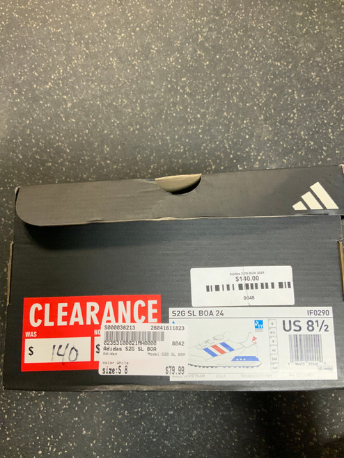 Vist Large View of Product Image Which is Used Adidas S2G SL BOA Mens Golf Shoes White Senior 8