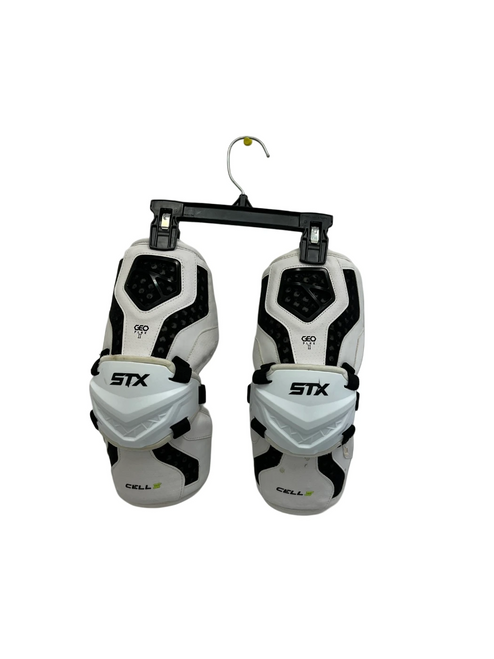 Vist Large View of Product Image Which is Used STX Cell IV Medium Lacrosse Arm Pads/Guards White
