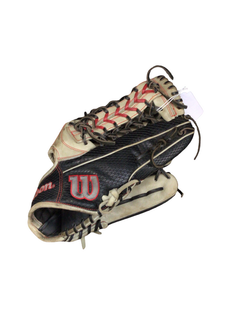 Vist Large View of Product Image Which is Used Wilson A2000 PRO STOCK BB/SB Glove RH Throw Black 12 1/4"