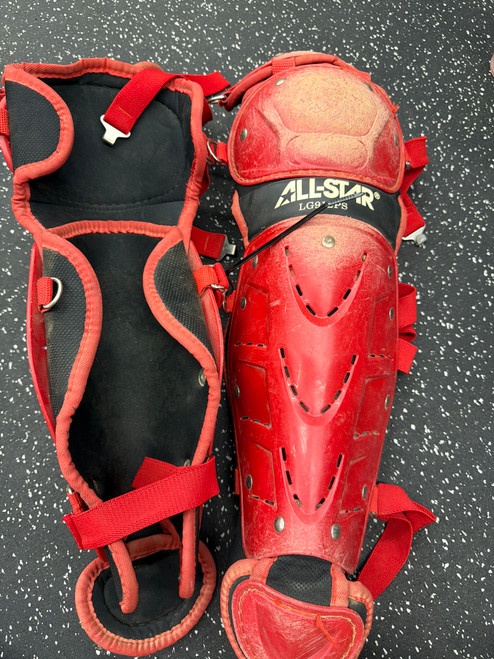 Vist Large View of Product Image Which is Used All-Star LG912PS Catchers Leg Guards Red Intermed