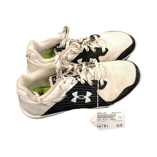 Vist Large View of Product Image Which is Used Under Armour LEADOFF BB/SB Cleats White Youth 06.0