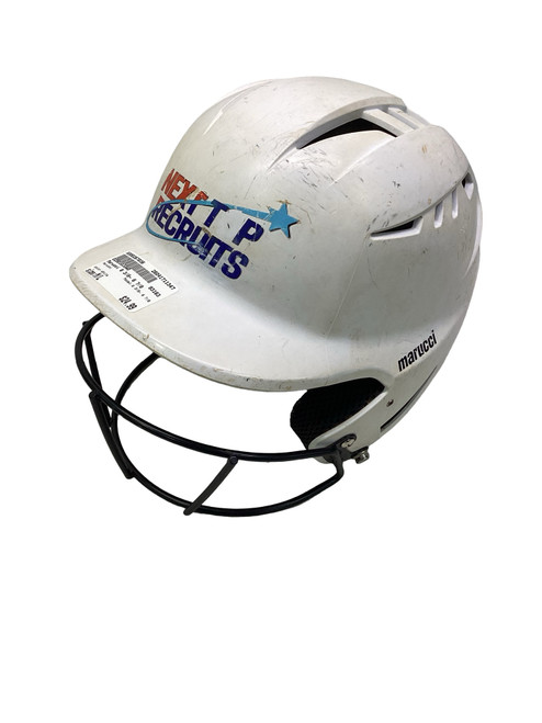 Vist Large View of Product Image Which is Used Marucci 6 3/8- 6 7/8 Batting Helmet w/Mask White M/L