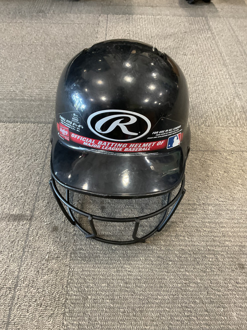 Vist Large View of Product Image Which is Used Rawlings T-BALL HELMET FITS 6 1/4 - 6 7/8 Batting Helmet w/Mask Black One Size