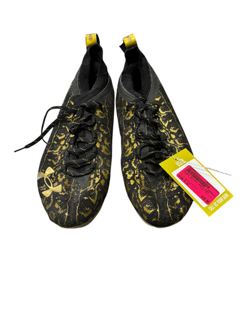 Vist Large View of Product Image Which is Used Under Armour SPOTLIGHT Adult FB Cleats Black And Gold Senior 12