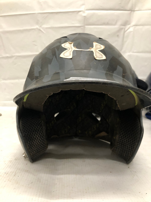 Vist Large View of Product Image Which is Used Under Armour BASEBALL HELMET Batting Helmet No Mask Black And Grey SM