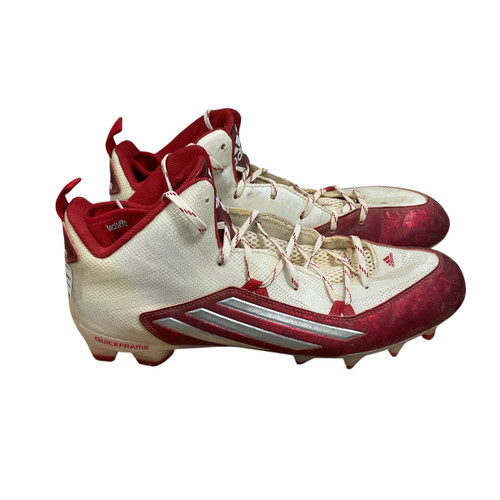 Vist Large View of Product Image Which is Used Adidas QUICK FRAME Adult FB Cleats Cardinal And White Senior 12.5