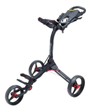 Vist Large View of Product Image Which is Used Bag Boy COMPACT 3 Golf Cart Black And Red 3 Wheel