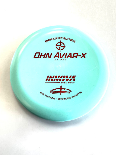 Vist Large View of Product Image Which is Used Innova OHN AVIAR-X Disc Golf Putter Carolina Blue