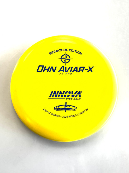Vist Large View of Product Image Which is Used Innova OHN AVIAR-X Disc Golf Putter Yellow