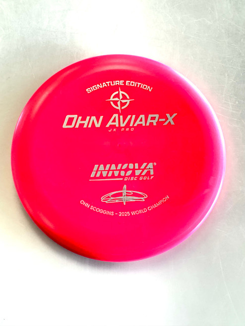 Vist Large View of Product Image Which is Used Innova OHN AVIAR-X Disc Golf Putter Pink