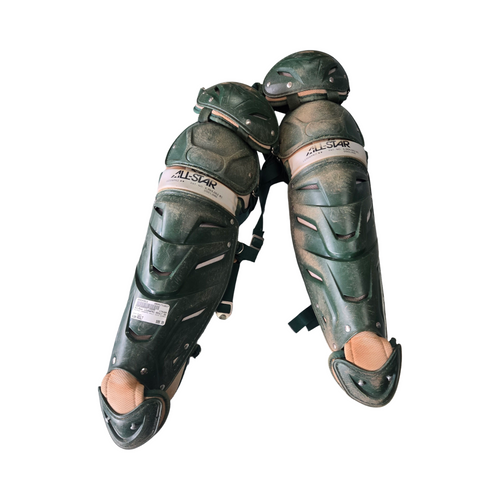 Vist Large View of Product Image Which is Used All-Star LG30WPRO ADULT SHIN GUARDS Catchers Leg Guards Green Adult