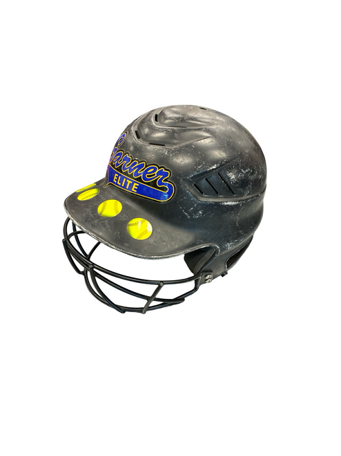 Vist Large View of Product Image Which is Used HELMET W/ MASK Batting Helmet w/Mask Black MD